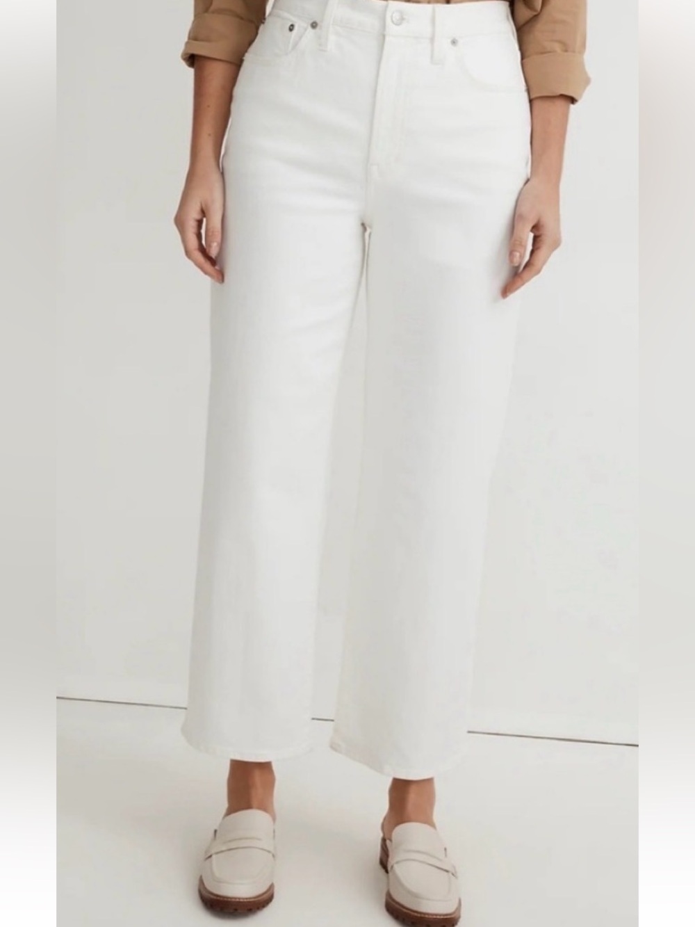 Wide-Leg High-Rise White Women’s Jeans